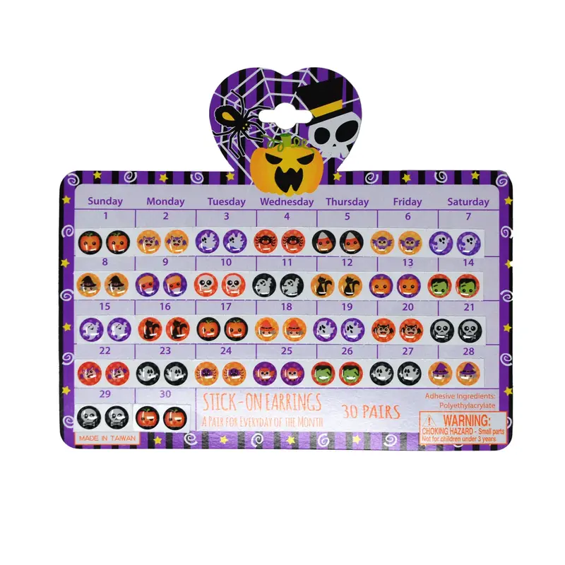 30 Day Halloween Stick On Earrings