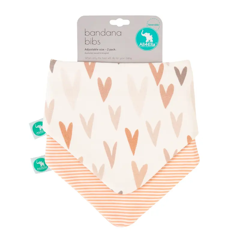 Bandana Bibs 2pk - Hearts