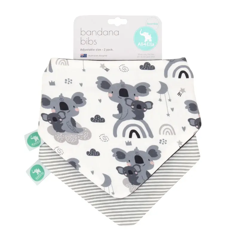 Bandana Bibs 2pk - Koala Grey