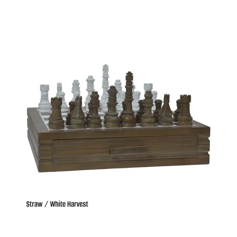 Anna Chess Set - Distressed Straw/ White Harvest