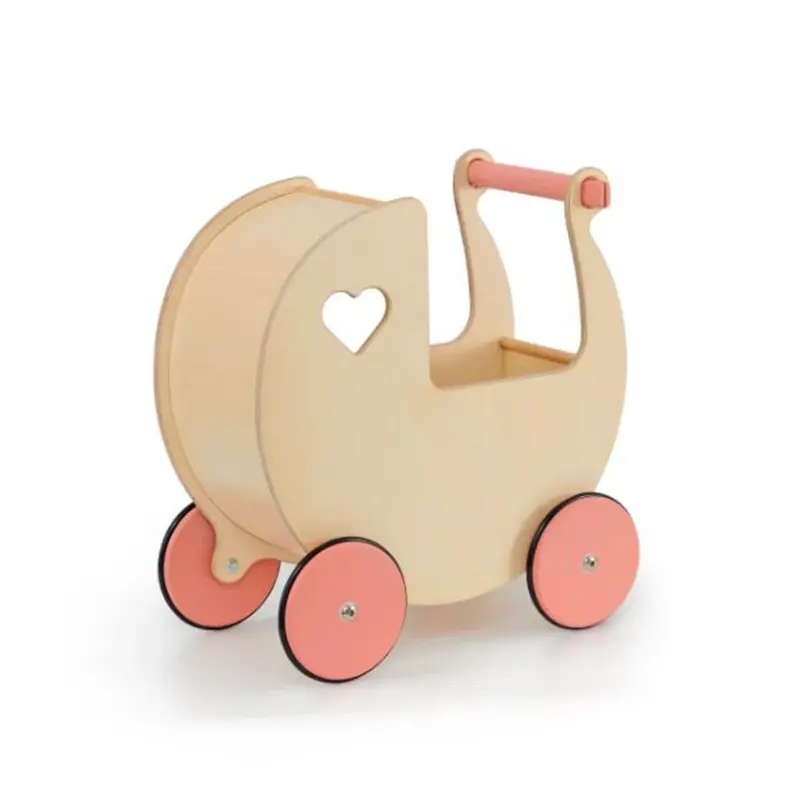 Classic Doll's Pram - Natural/Pink