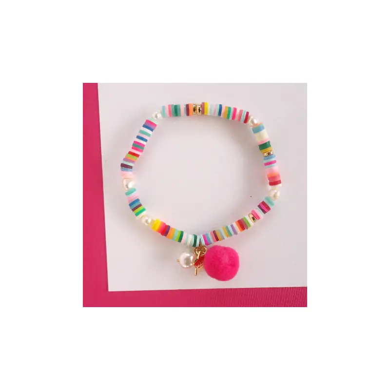 Rainbow Pom Pom Elastic Bracelet