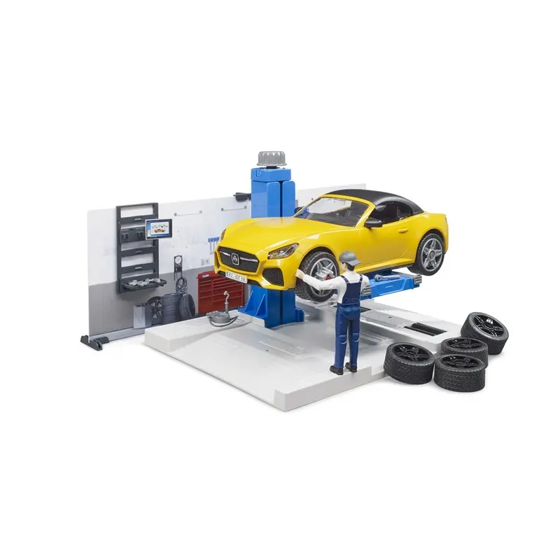 Leisure Time Car Service Centre With Roadster, Figure & Hoist