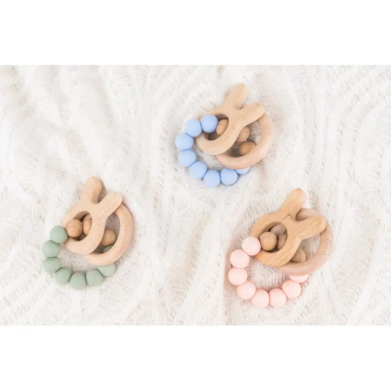 Bubba Beech Wood Silicone Teether - Blue