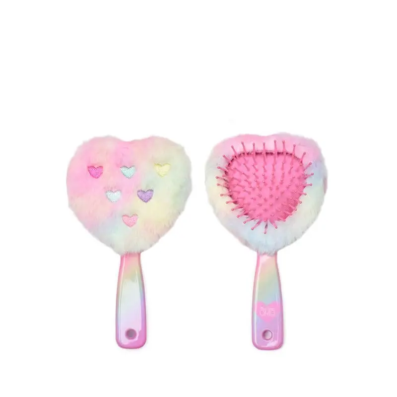 Heart Embroidered Heart-Shaped Plush Hairbrush
