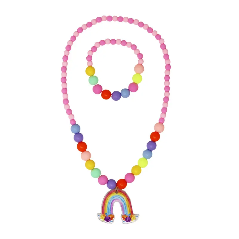 Rainbow Cloud Necklace & Bracelet Set