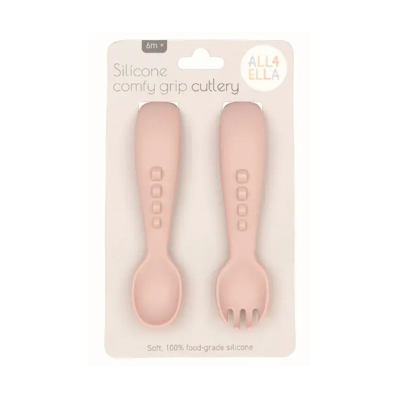 Silicone Comfy Grip Cutlery - Dusky Pink