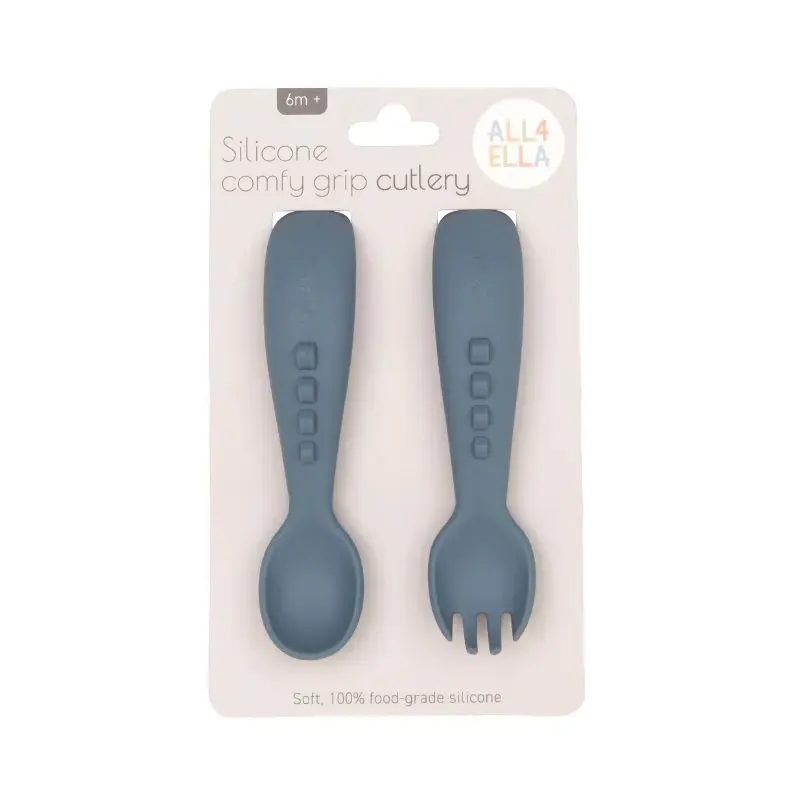 Silicone Comfy Grip Cutlery - Slate Blue
