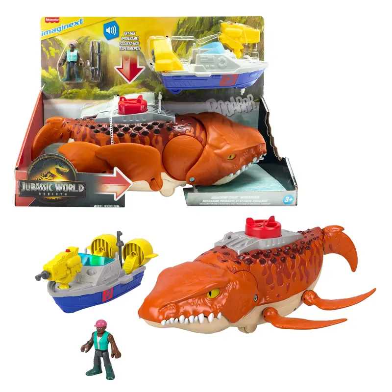 Imaginext Jurassic World Dinossauro de Brinquedo Rebirth Mosasaurus Caa e Morde
