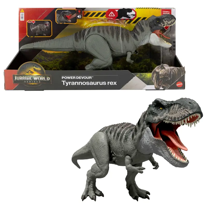 Jurassic World Dinossauro de Brinquedo Rebirth T-Rex Mordida Destruidora