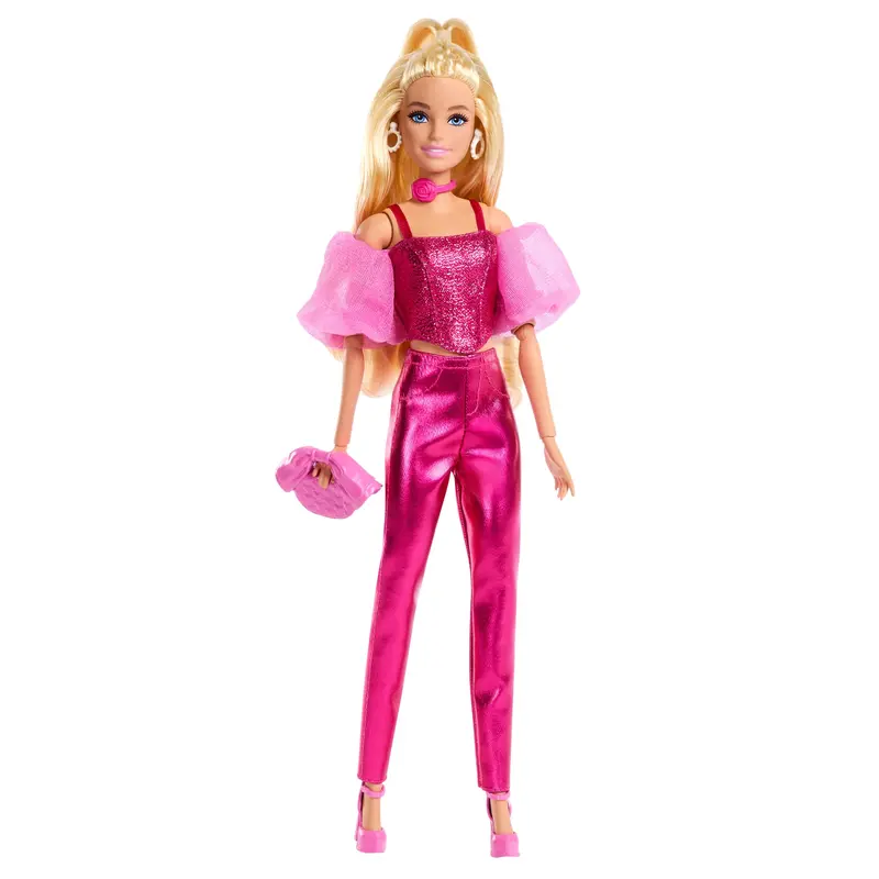 Barbie Fashionista Mueca Deluxe Cabello Rubio y Conjunto Rosa Metlico
