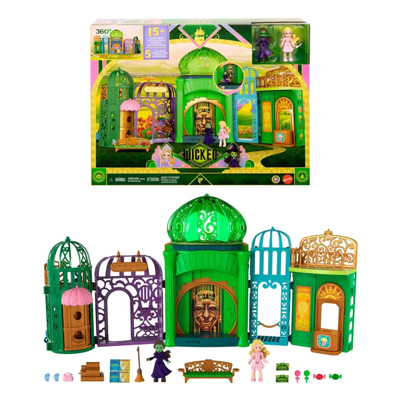 Universal Pictures Wicked Emerald City Small Doll Playset With 5 Play Spaces & 15 Accessories