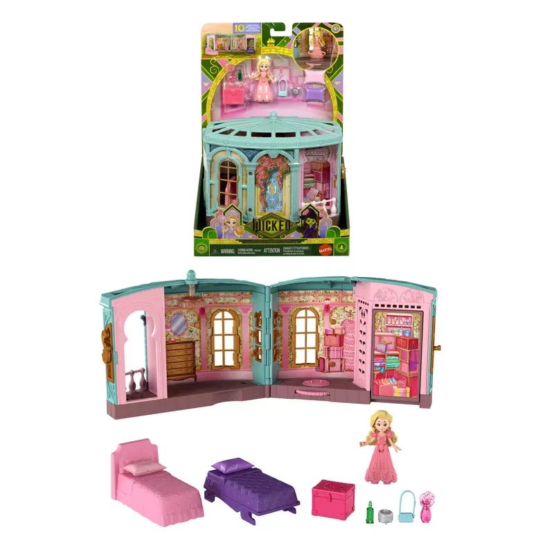 Universal Pictures Wicked So Popular Dorm Small Doll Playset With 3 Play Spaces & 10 Total Pieces