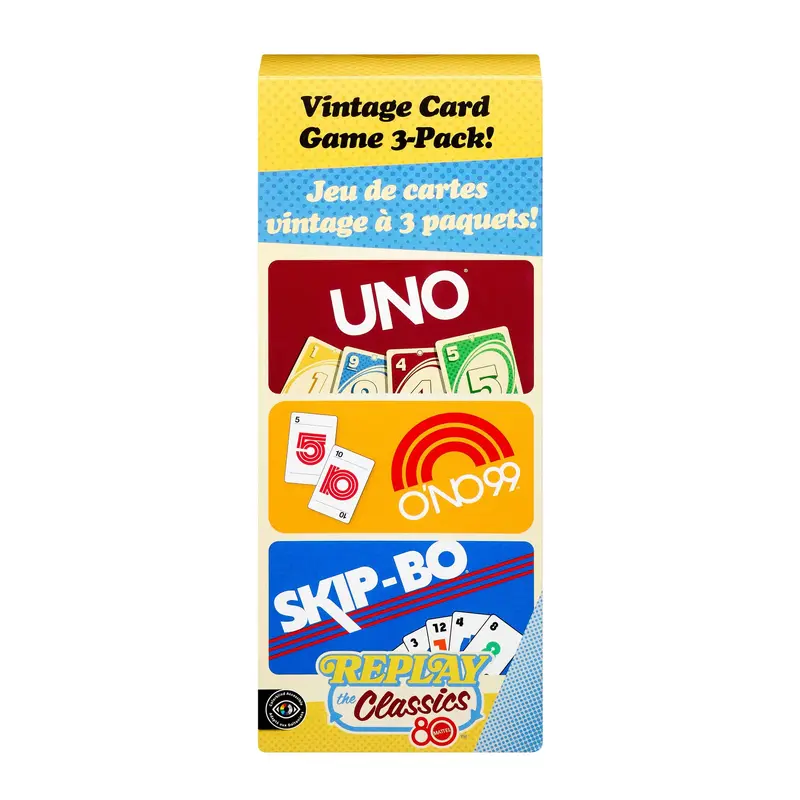 Vintage Set With 3 Card Games, UNO, ONo 99 & Ski-Bo For Kid, Adult & Family Nights & Parties
