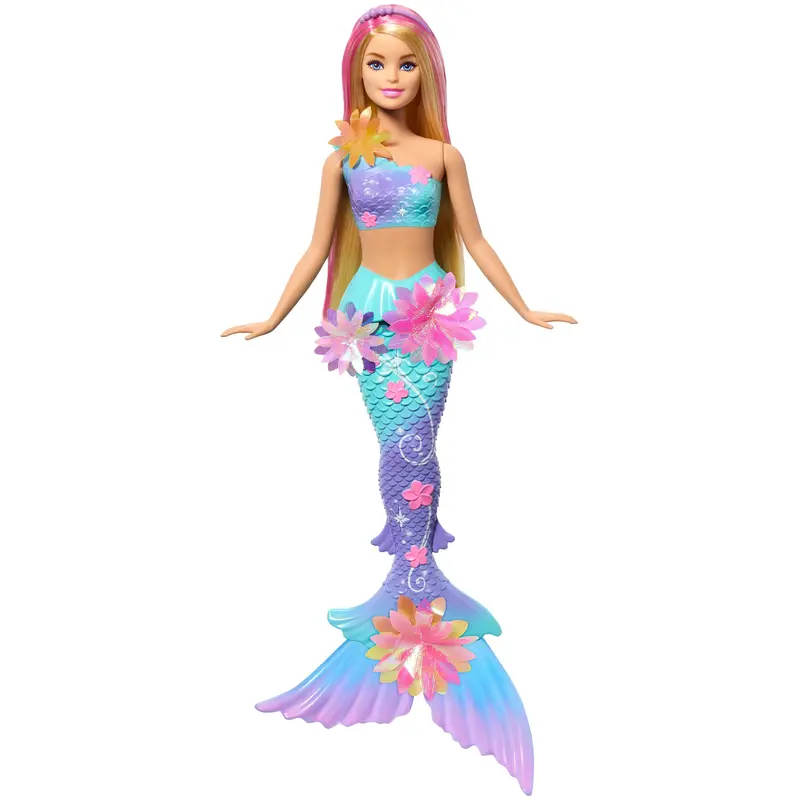 Barbie Flower Magic Mermaid Toy Doll With Surprise Blooming Flowers Feature & Pearl Headband Accessory
