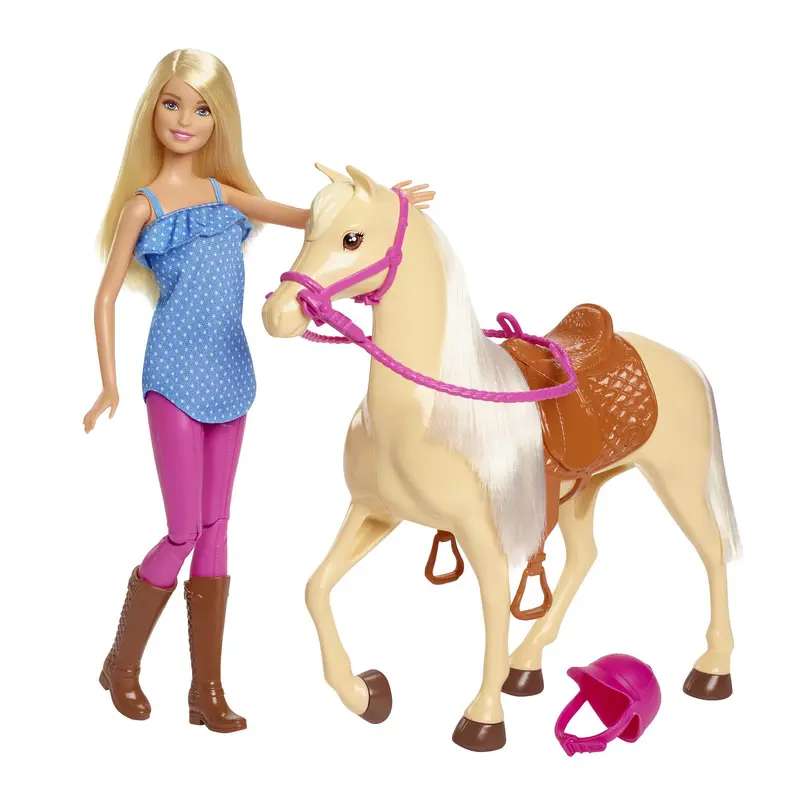 Barbie Doll & Horse Playset, Blonde Hair With Riding Accessories
