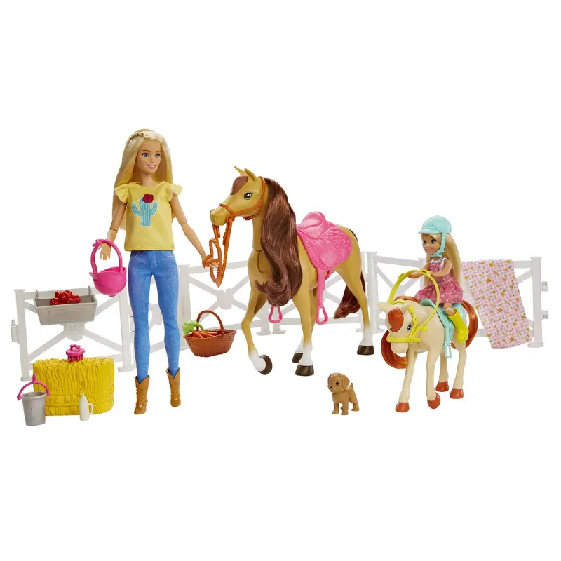 Barbie Hugs 'n' Horses With & Chelsea Dolls, Blonde Doll Playset