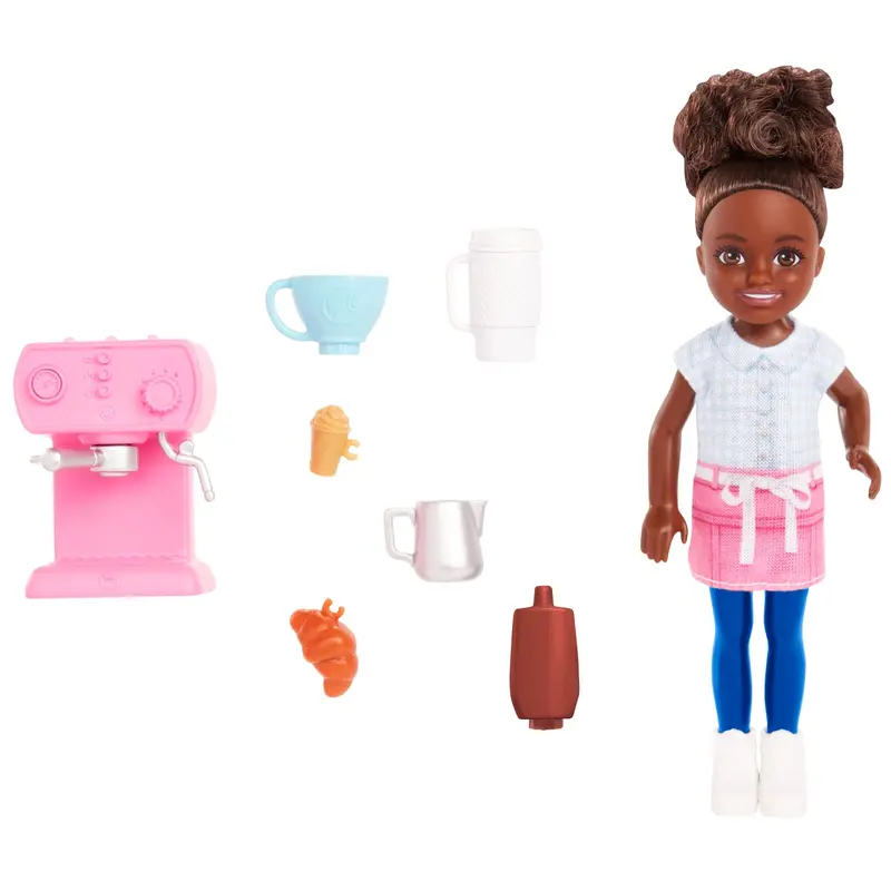 Barbie Chelsea Can Be Barista Doll And 7 Career-Themed Accessories Including Coffee Maker