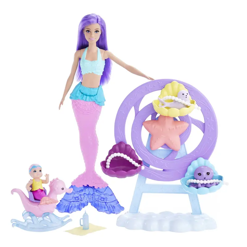 Barbie Mermaid Doll, Nurturing Playset With Merbaby, Octopus And Seal