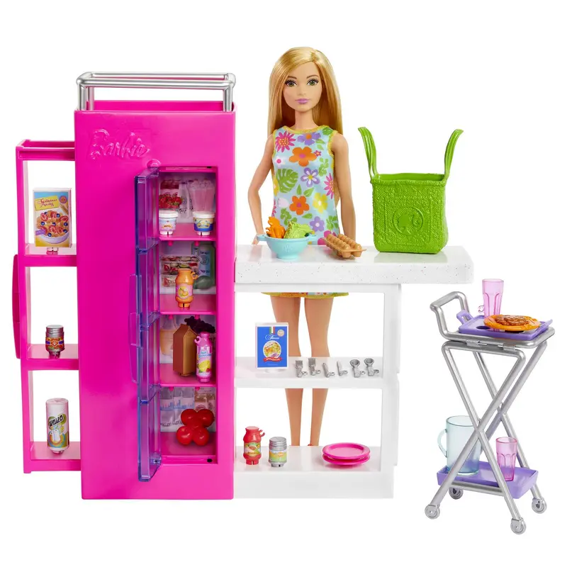 Barbie Coffret de Jeu et Poupe Garde-Manger Suprme, 30lments