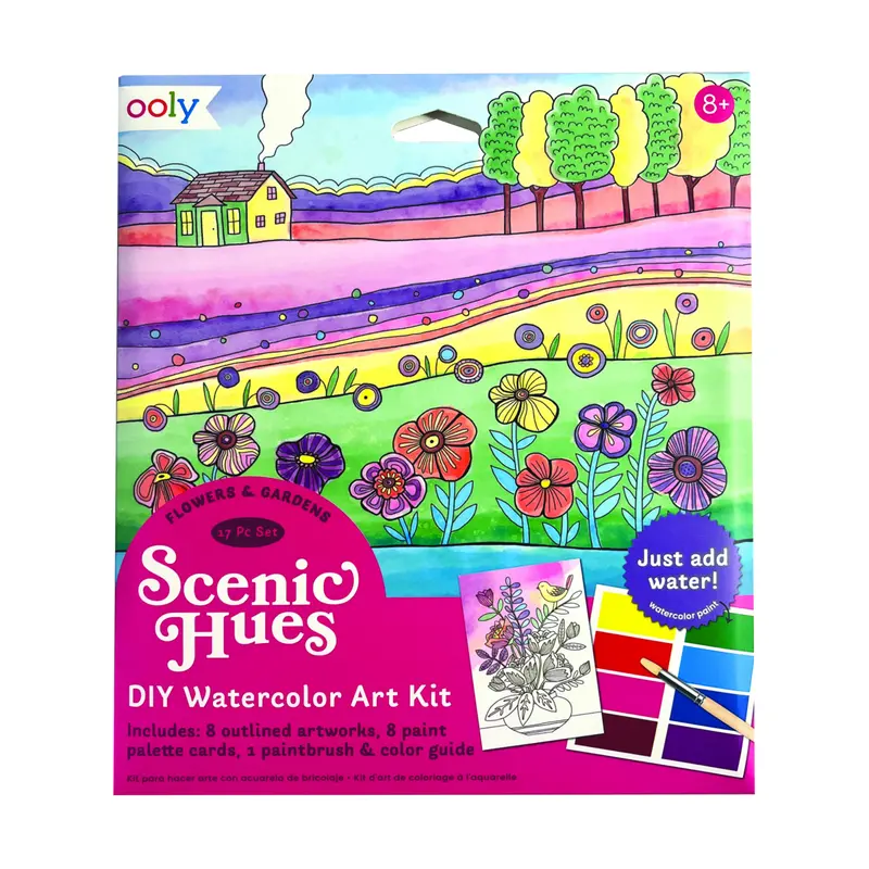 Scenic Hues D.I.Y. Watercolor Art Kit  - Flowers and gardens