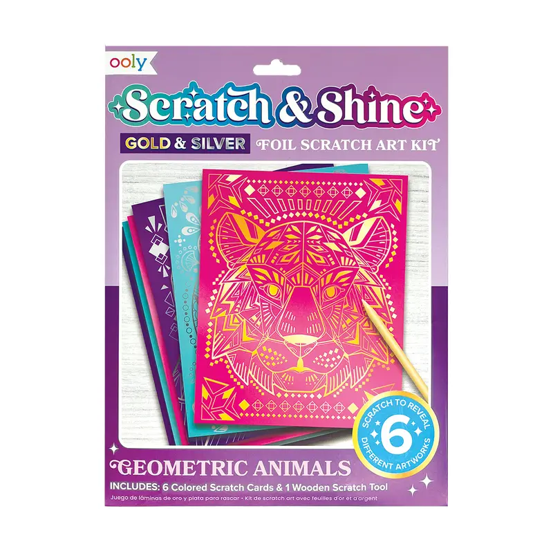 Scratch & Shine Foil Scratch Art  Kits- Geo Animals