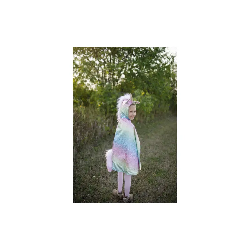 Rainbow Reversible Unicorn Dragon Cape Size 5-6
