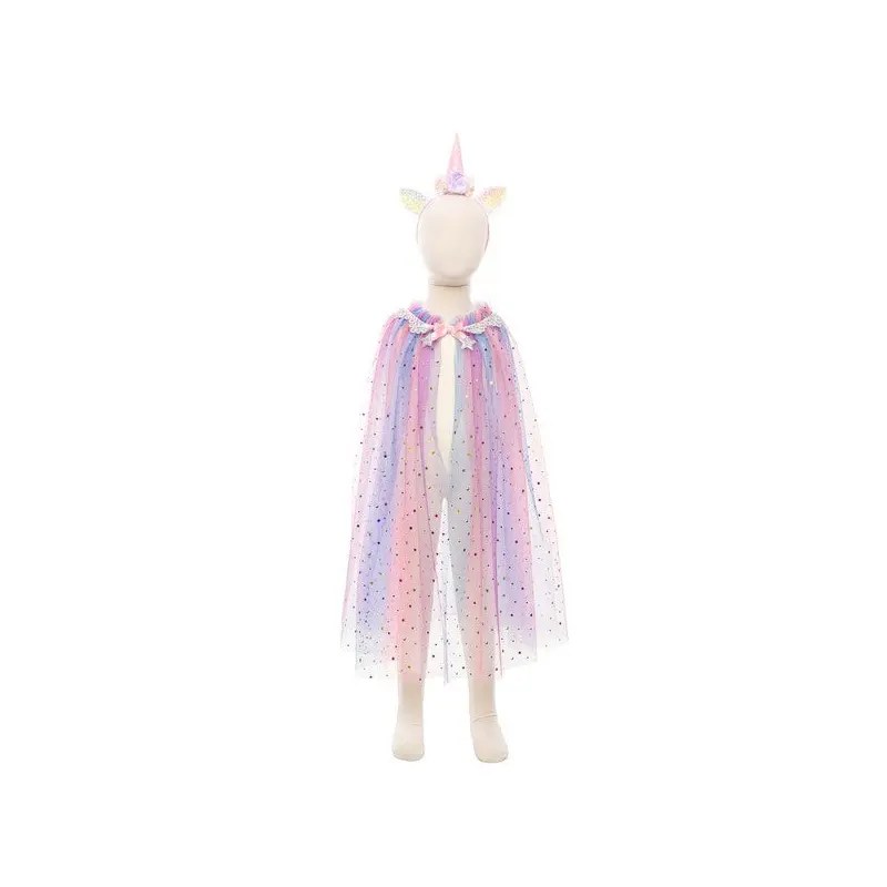Rainbow Unicorn Cape &  Headband -  Multi, Size 4-6