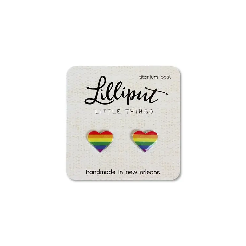 Pride Earrings  - LGBTQ+ Pride Flag Earrings - Rainbow Heart Gay Pride