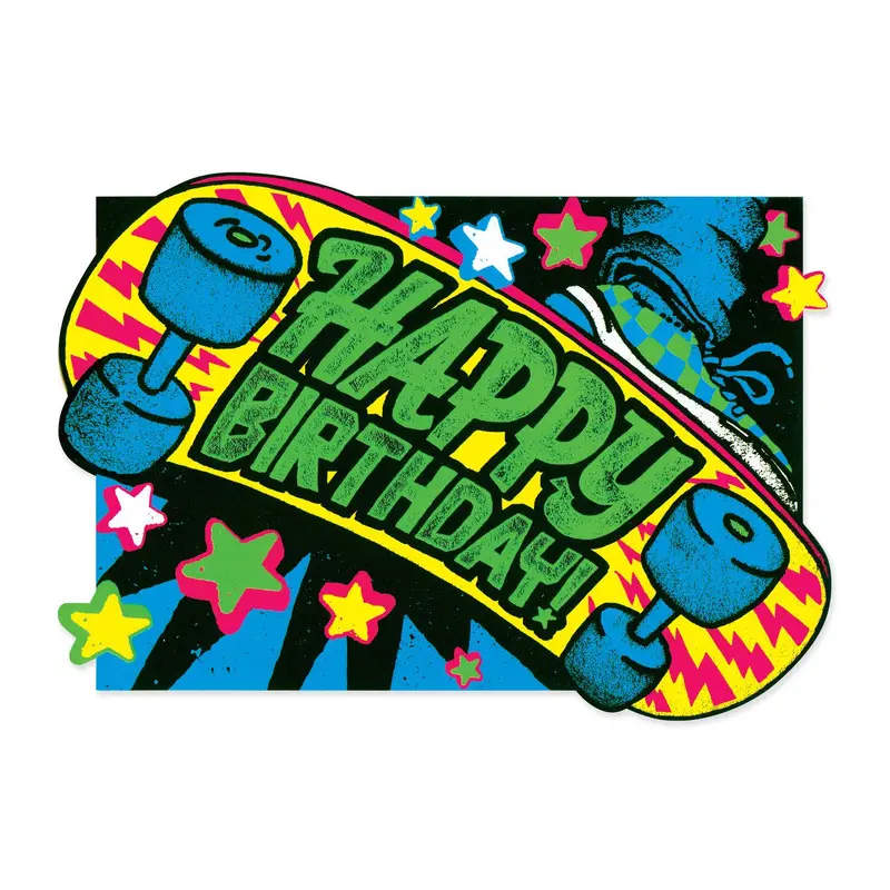 Neon Skate Board Card