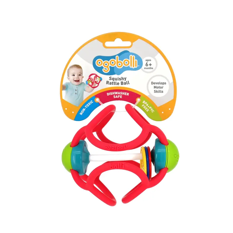 Ogobolli-Squishy Rattle Ball-Red