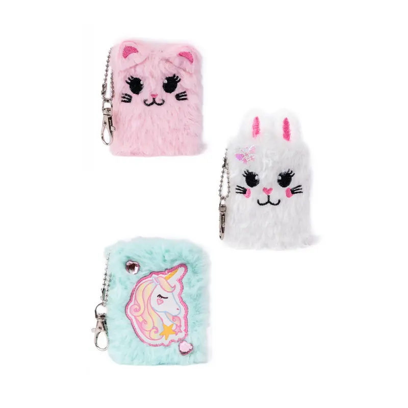Mini Furry Friends Keychain Journal, Bunny, Cat, U  (Sold Separately)