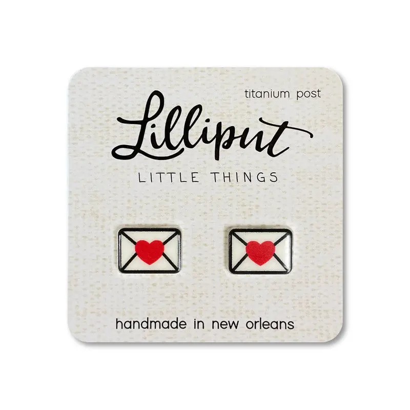 Love Letter Earrings - Valentines Day | White