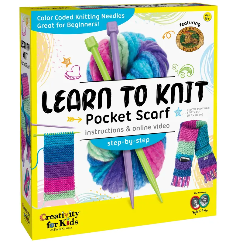 Learn to Knit Pocket Scarf.