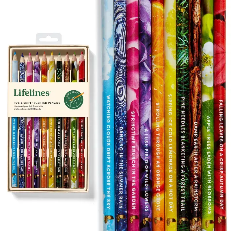 Lifelines Rub & Sniff Scented Colored Pencils - 10 Pack Infused with Essential Oil Blend