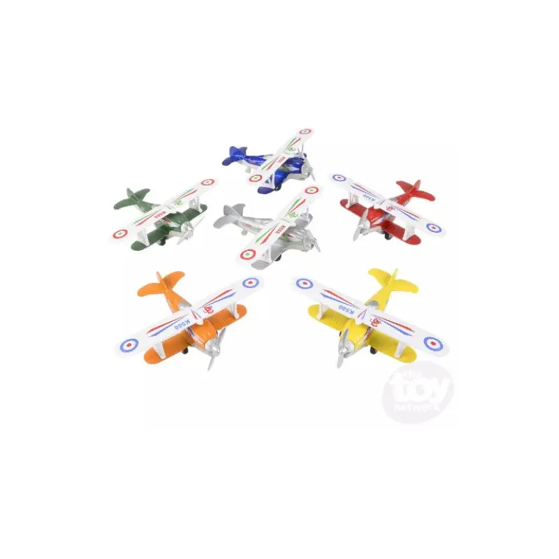 5.25" Die-Cast Pull Back Classic Biplane (Sold Separately)