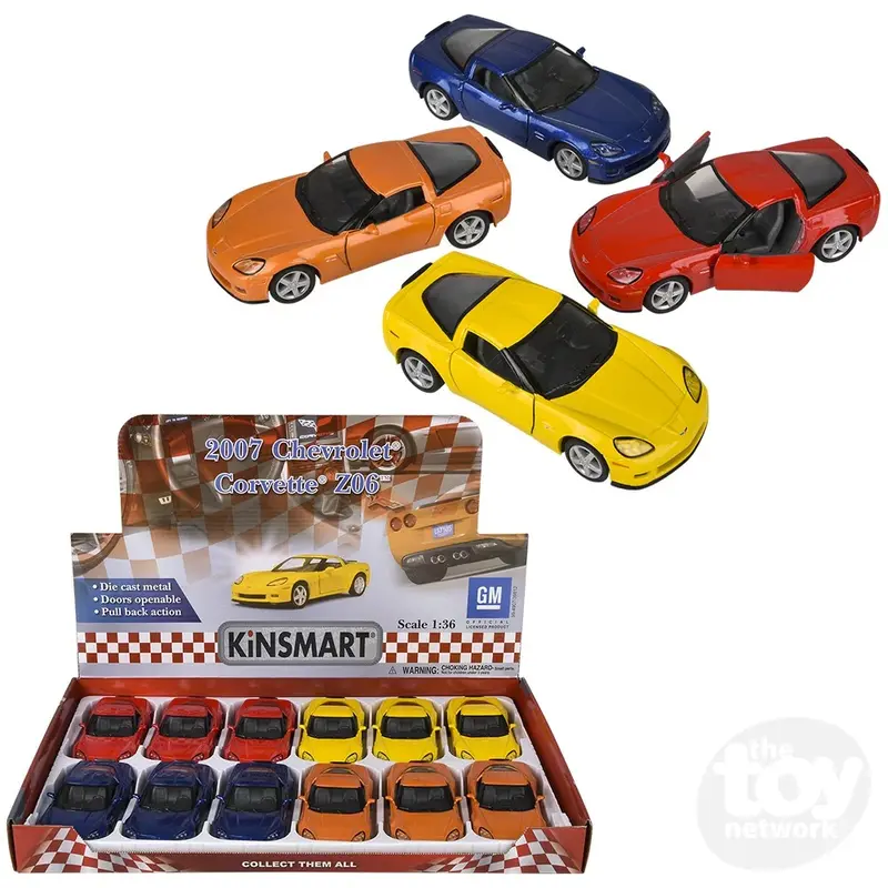 5" Diecast Pull Back 2007 Chevrolet Corvette Z06 (Sold Separately)