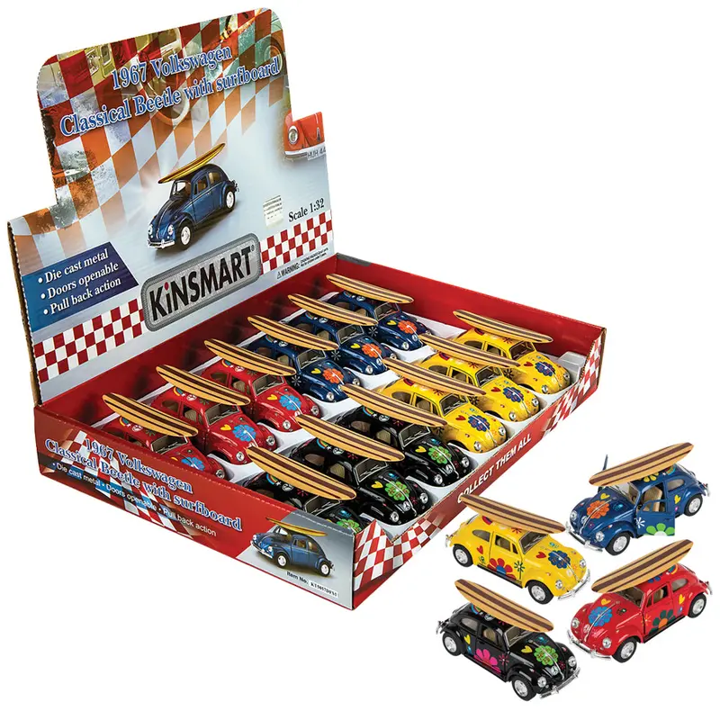 5" Diecast VW Beetle with Surfboard (Sold Separately)
