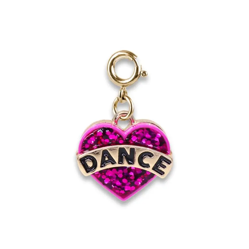 Gold Glitter Dance Heart Charm
