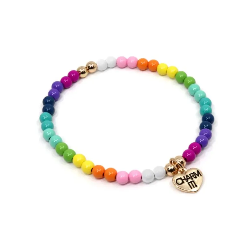 Gold Rainbow Stretch Bead Bracelet