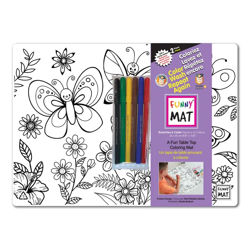Funny Mat: Butterflies & Castle With 6 Pk Markers
