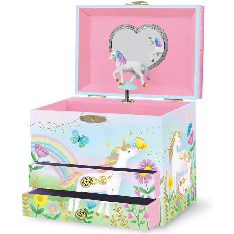 Floral Unicorn Musical Jewelry Box 2-Drawer