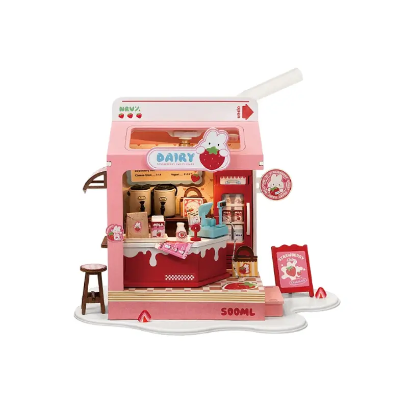 DIY Miniature House Kit: Strawberry Milk Box