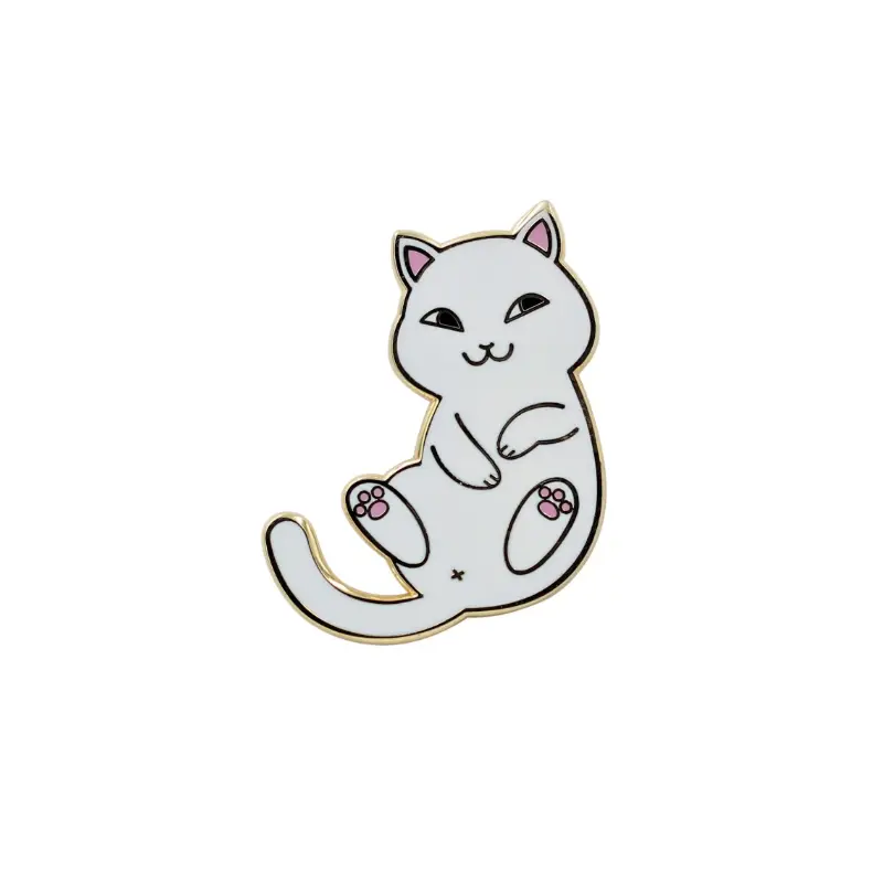 Cute & Funny Cat Lapel Pin: White