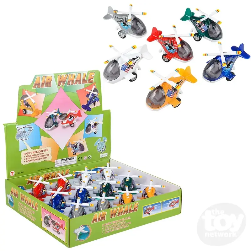 4" Die-Cast Pull Back Air Whale Helicopter (Sold Separately)
