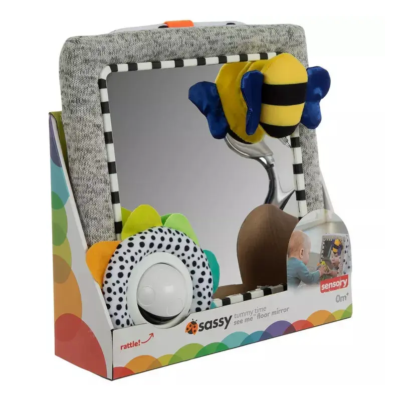 Grey Tummy Time Floor Mirror Bee