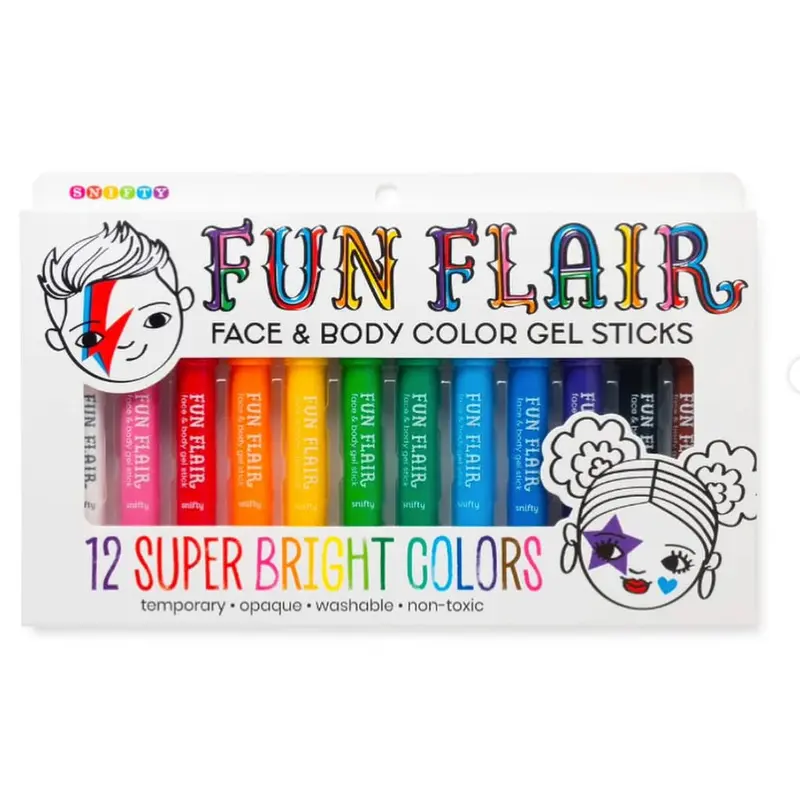 Fun Flair Face & Body Color Gel Sticks - 12 Colors