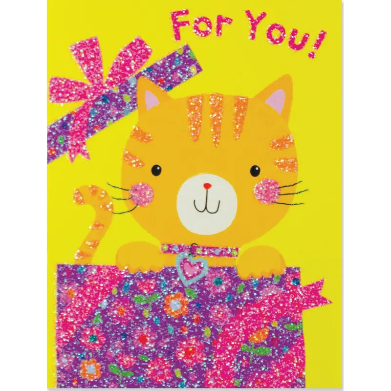 Glitter: Kitty In Box Enclosure Card