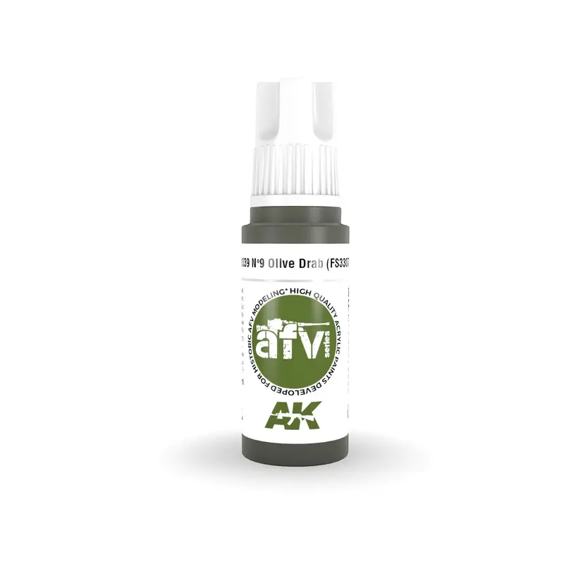 AK Interactive 3 Gen Acrylic AFV Modeling Colour 17ml - No. 9 Olive Drab (FS 33070)