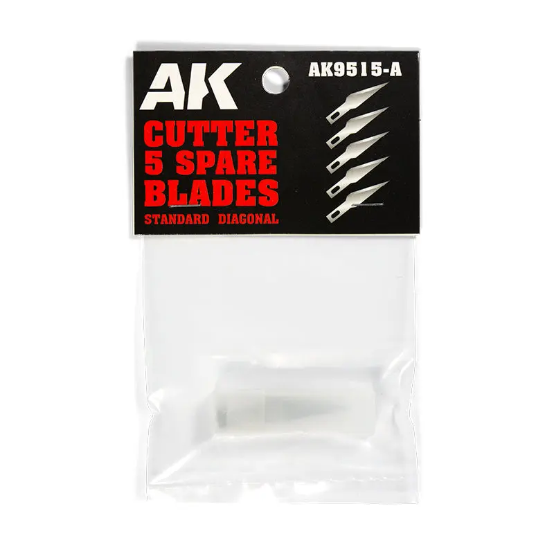 AK Interactive - Standard Diagonal Spare Blades 5-Piece Set for Hobby Knife